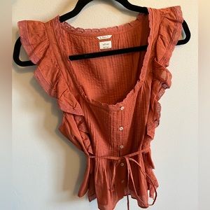Bohemian Aritzia Burnt Orange Blouse